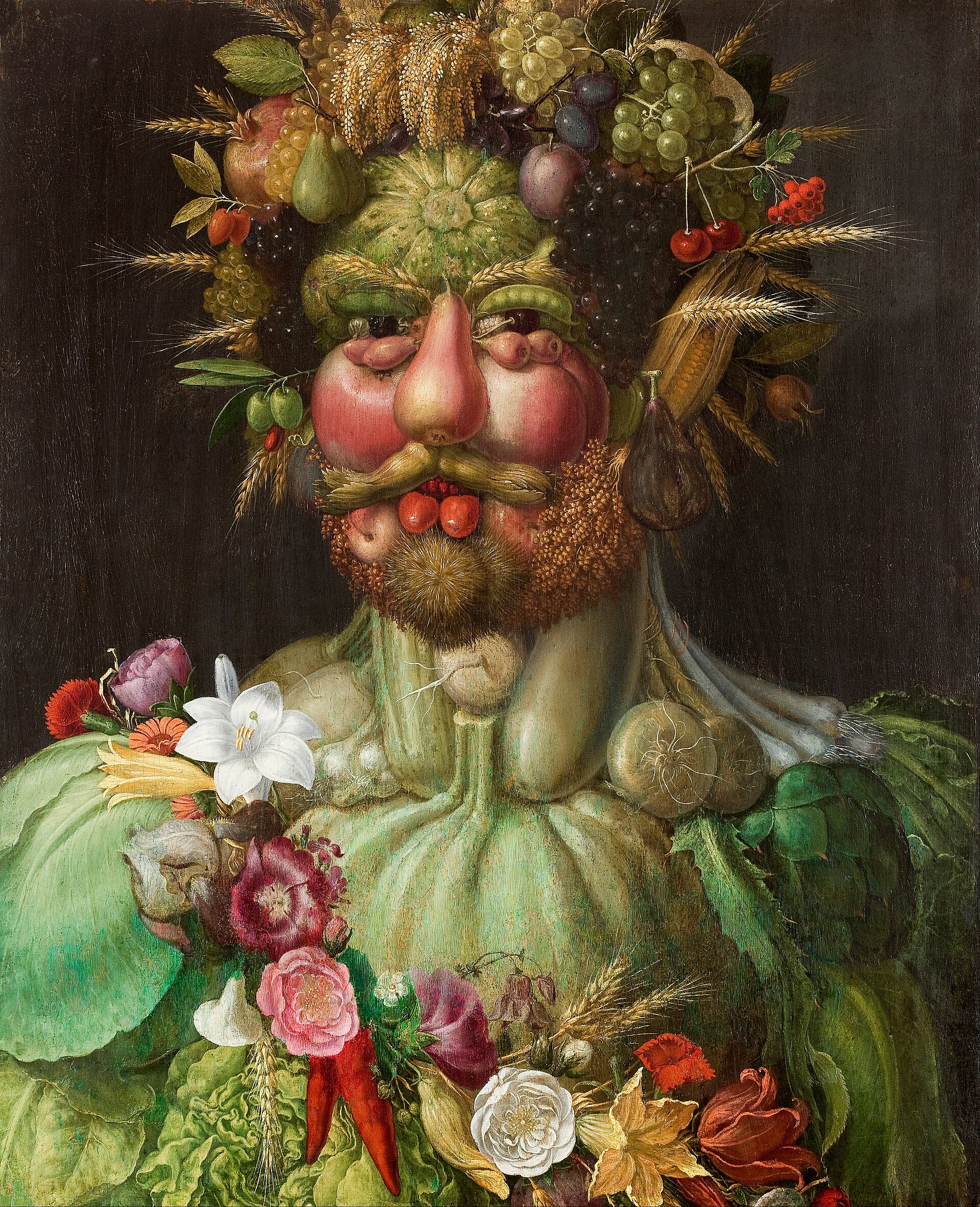 Vertumnus — Rudolf II appears as a face assembled from fruit, flowers, and vegetables.