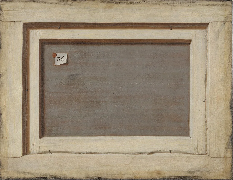 The Reverse of a Framed Painting — The front of a painting pretends to be its back.
