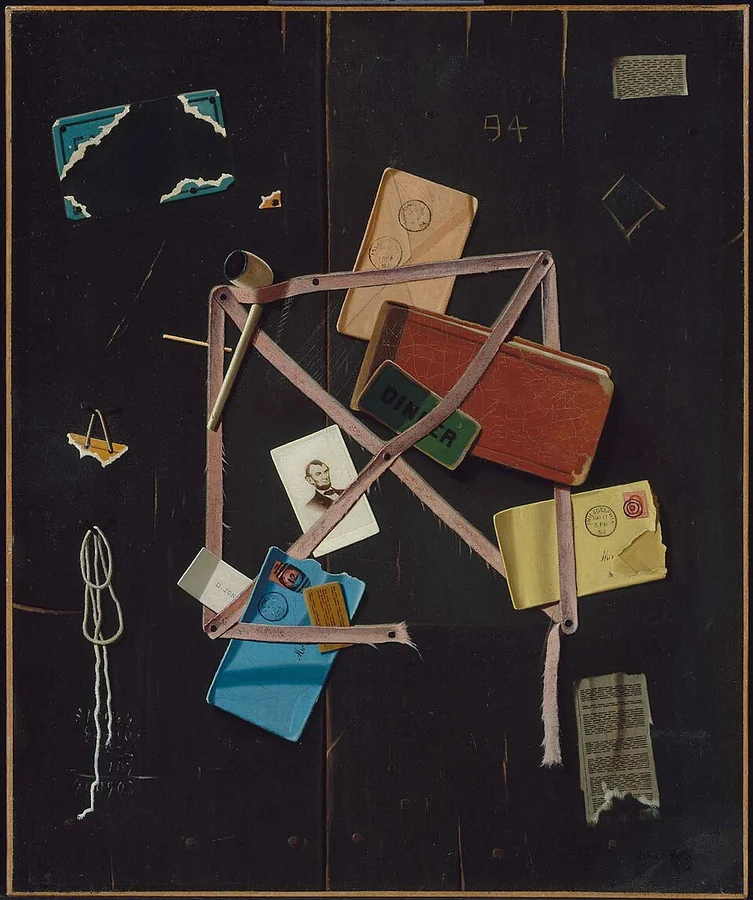 Old Time Letter Rack — Old papers and everyday objects seem attached to a real rack.
