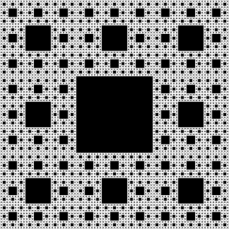 Sierpiński Carpet — A square becomes an endlessly nested lattice of holes.