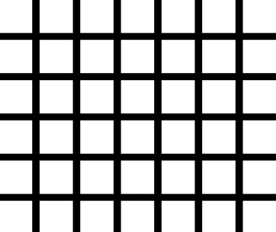 Black grid lines separate white squares in a reversed Hermann grid.