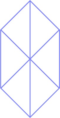 An upright diamond-shaped wireframe whose depth can be interpreted in more than one way.