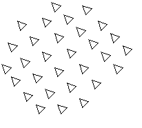 A field of small outlined triangles pointing in different directions.