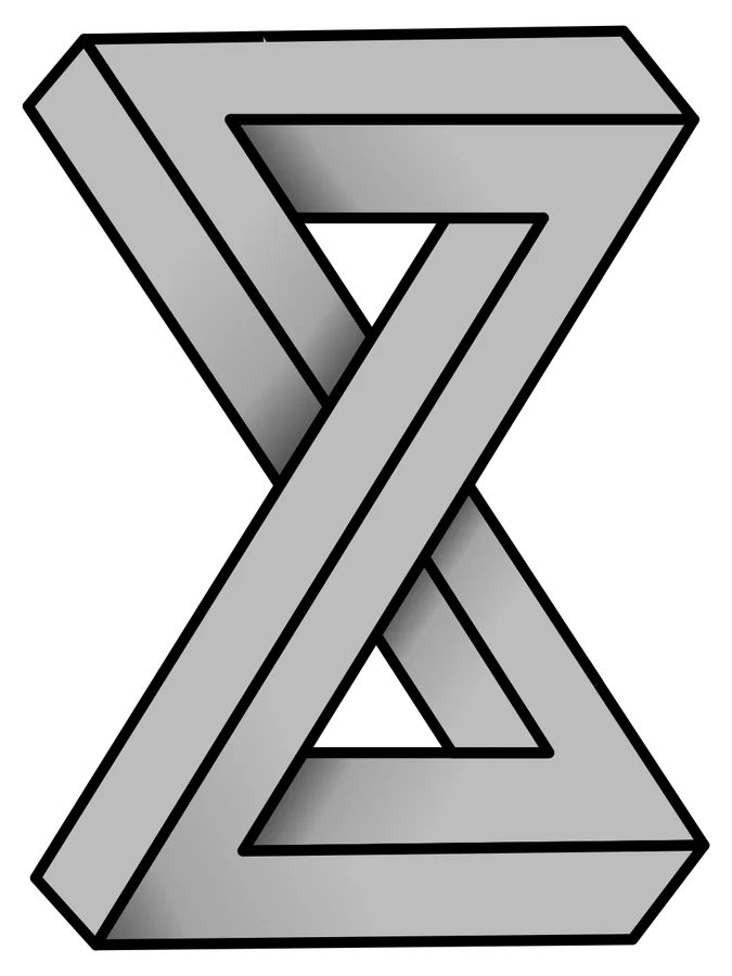 Skew impossible quadrilateral — A skew four-sided frame changes its depth logic at the corners.