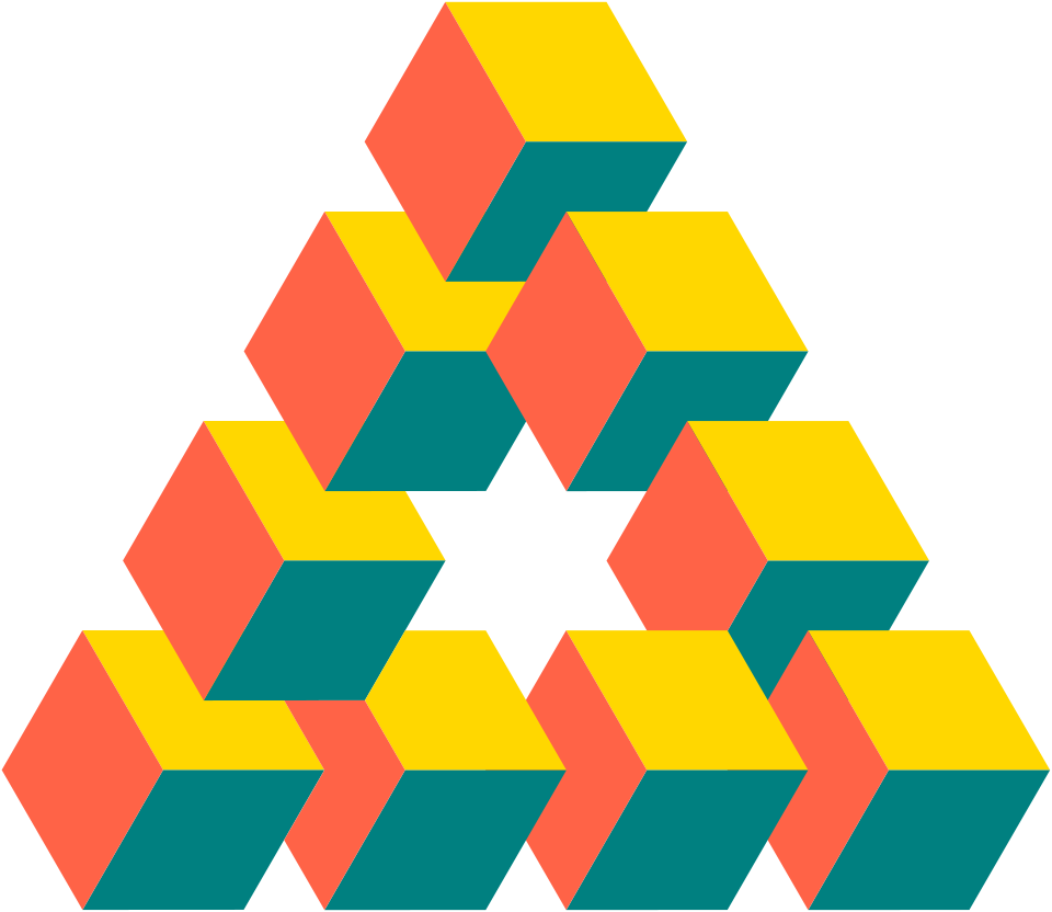Reutersvärd’s triangle — A triangle of blocks recalls Reutersvärd’s pioneering impossible figure.